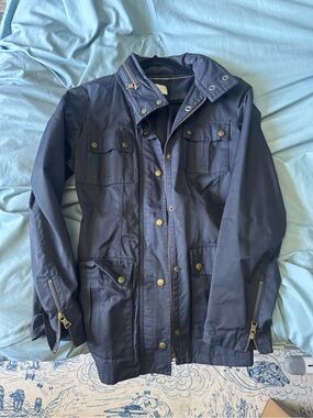 Banana Republic Navy Coat with Cream Label Accent